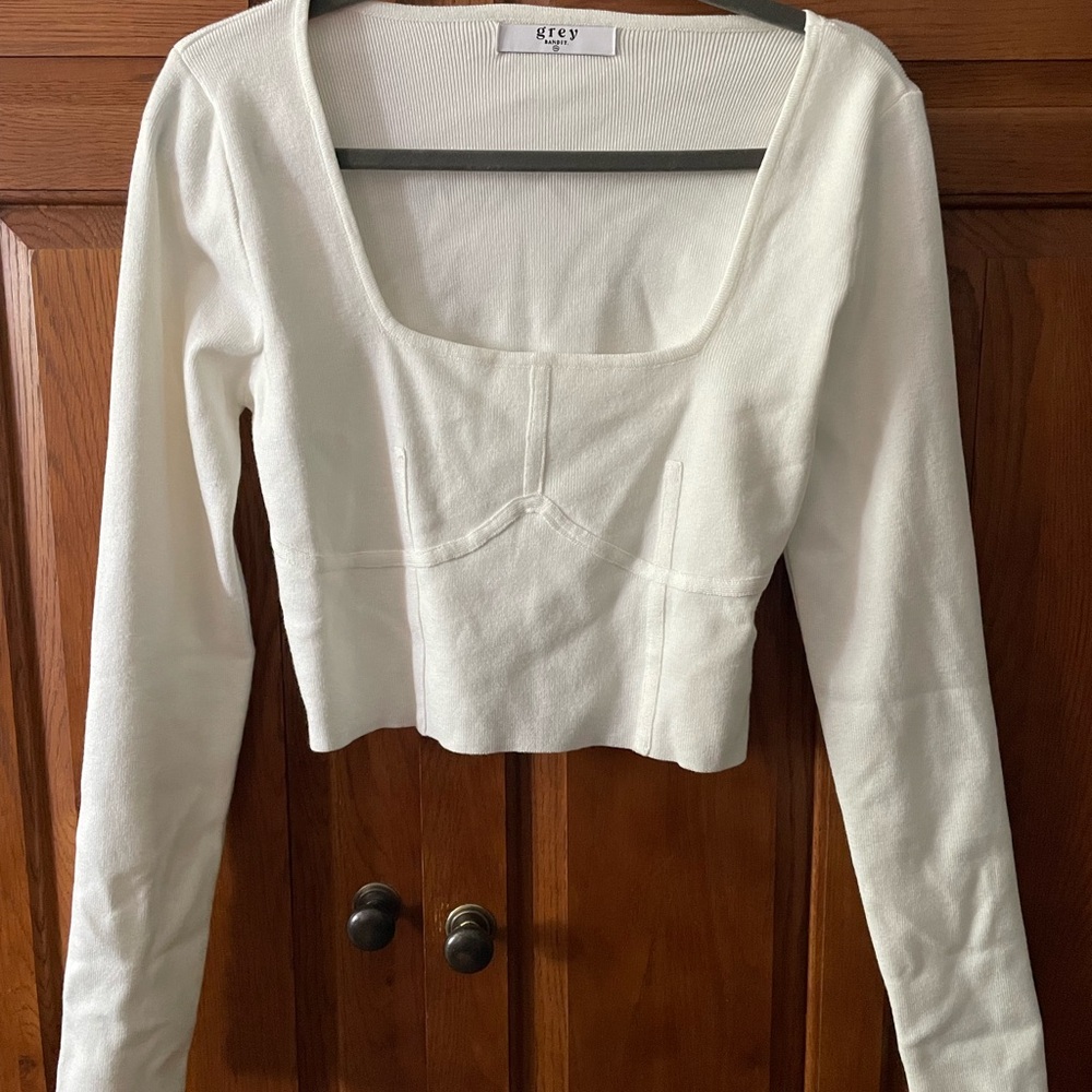 Women's White Long Sleeve Top